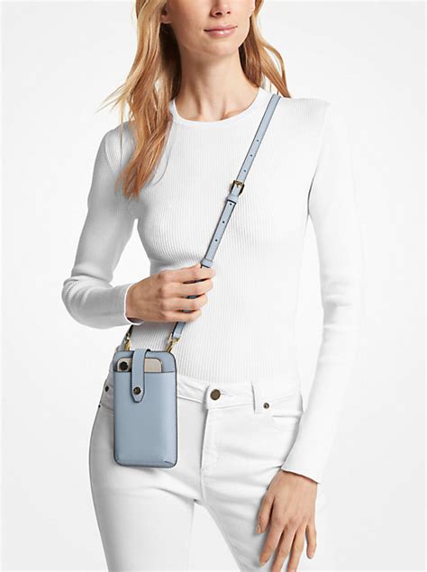 michael kors crossgrain leather phone crossbody|Michael Kors Crossbody gray.